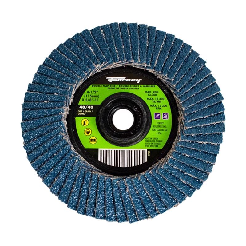 Forney 71925 4-1/2" Double-Sided Flap Disc, 40/40 Gri