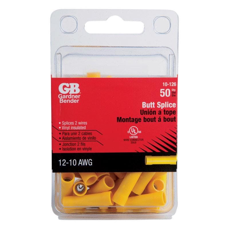 Gardner Bender 10-126 12-10 Ga. Insulated Wire Butt Splice Yellow 50 pk