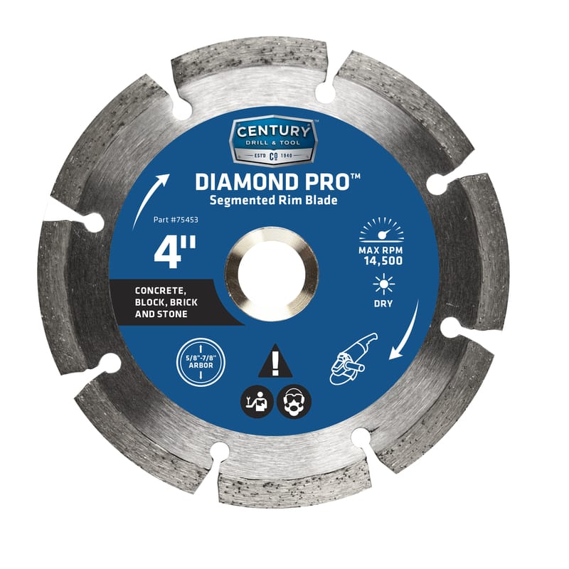 Century Drill & Tool 75453 4 in. D X 7/8 in. Diamond Segmented Rim Diamond Saw Blade 1 pk