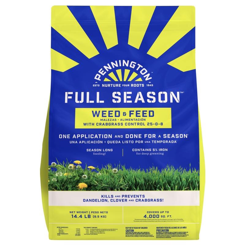 Pennington 100550306 Full Season Weed & Feed Lawn Fertilizer For Multiple Grass Types 4000 sq ft