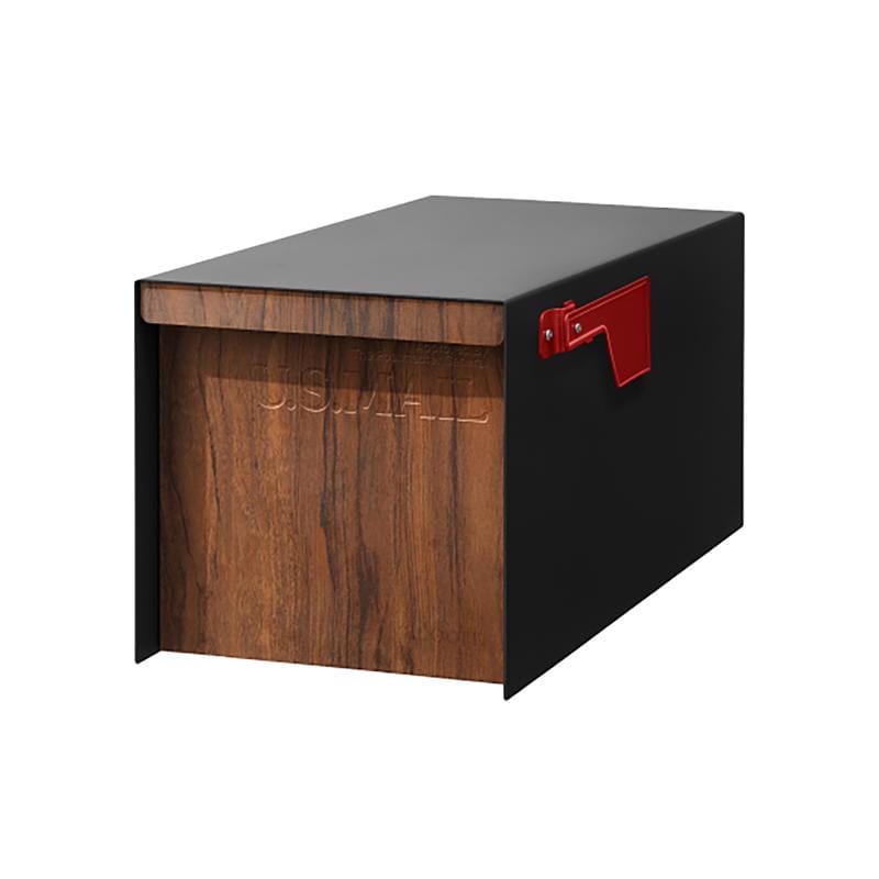 Adoorn PMNL21WOODDKCB Galvanized Steel Post Mount Walnut Mailbox