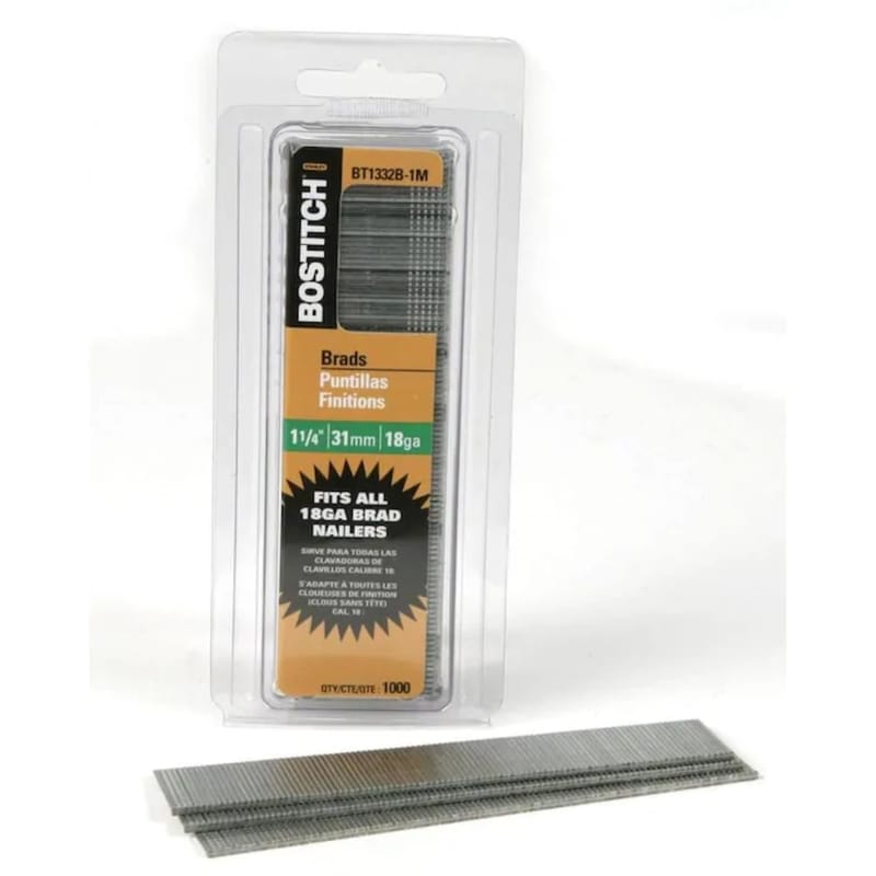 Bostitch BT1332B-1M 1-1/4 in. L X 18 Ga. Straight Strip Coated Brad Nails 1000 pk