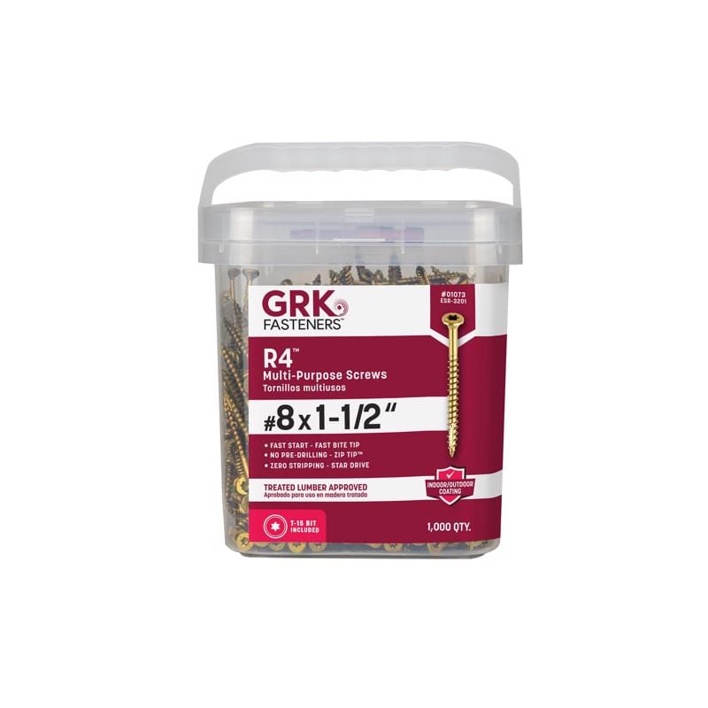 GRK Fasteners 01073 No. 8 X 1-1/2 in. L Star Climatek W-Cut Multi-Purpose Screws 1000 pk