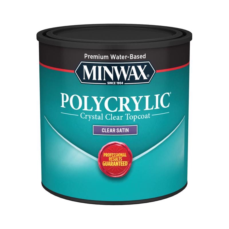 Minwax 233334444 Polycrylic Satin Crystal Clear Water-Based Polyurethane 0.5 pt
