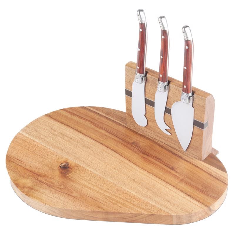 Final Touch CE40405 10 in. L X 7.3 in. W X 0.5 in. Wood Cheese Board with Slicer