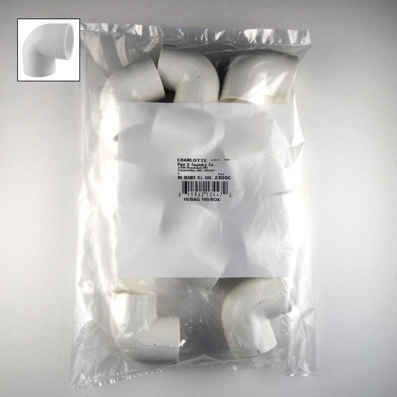 Charlotte Pipe PVC02300C1000 Schedule 40 1 in. Slip X 1 in. D Slip PVC Elbow 10 pk