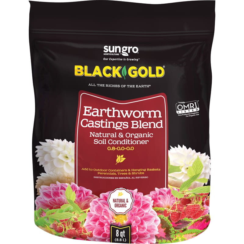 Black Gold 1490302 8QT P Organic Earthworm Castings 8 qt