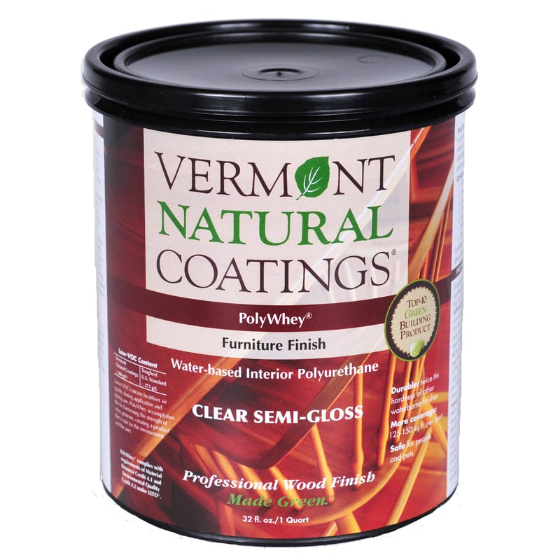 Vermont Natural Coatings 900108 PolyWhey Semi-Gloss Clear Water-Based Furniture Finish 1 qt