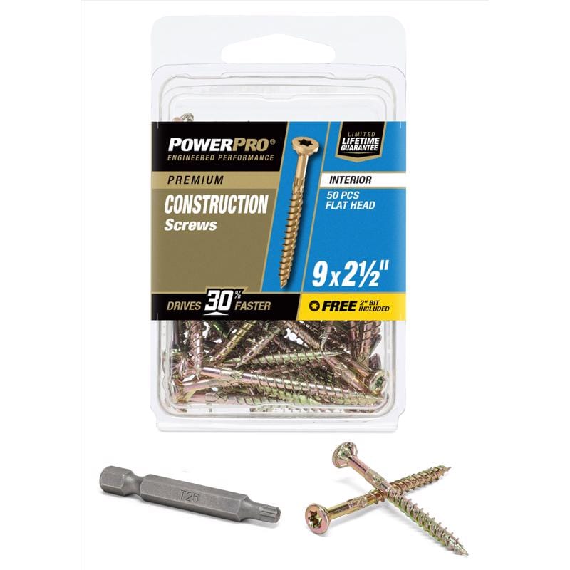 Hillman 42472V4 Power Pro No. 9 X 2-1/2 in. L Star Coarse Wood Screws 50 pk