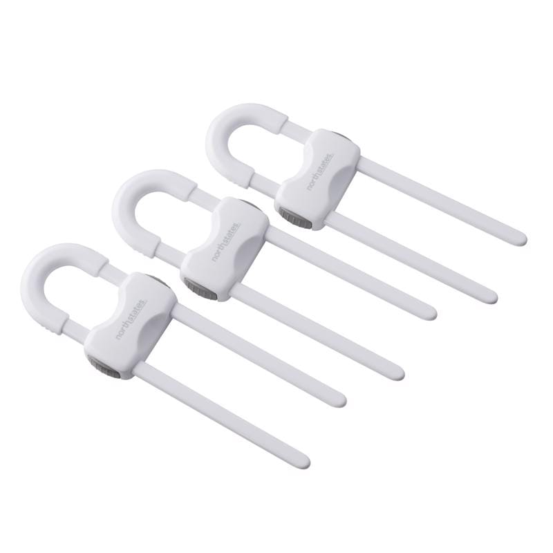 Toodleroo 6174 North States White Plastic Cabinet Locks 3 pk