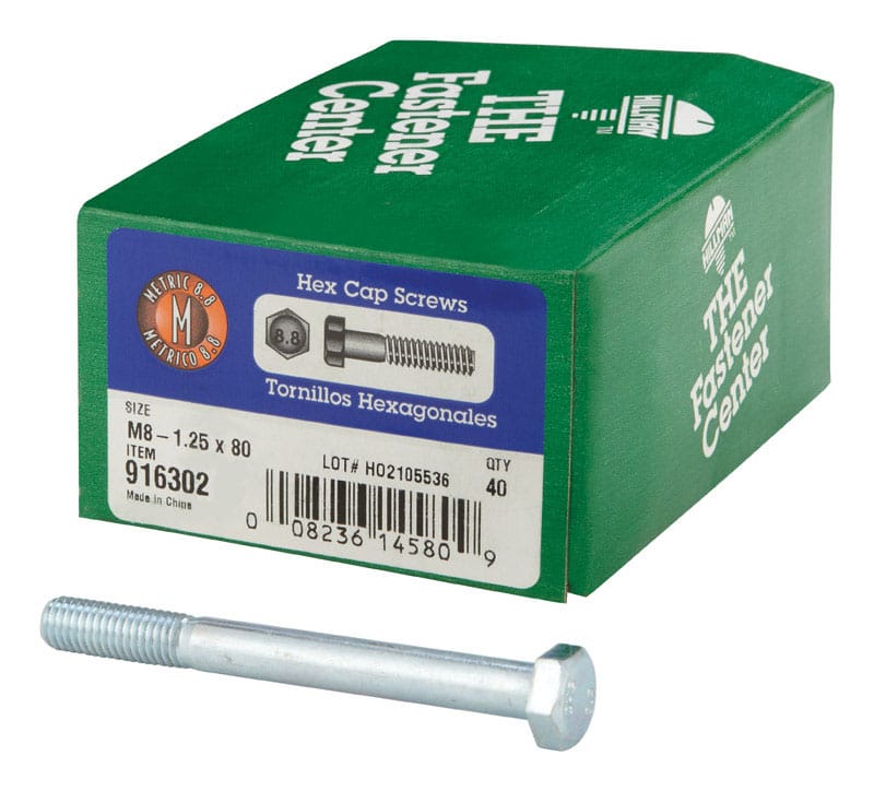 Hillman 916302 M8-1.25 mm D X 80 mm L Heat Treated Steel Hex Head Cap Screw 1 pk