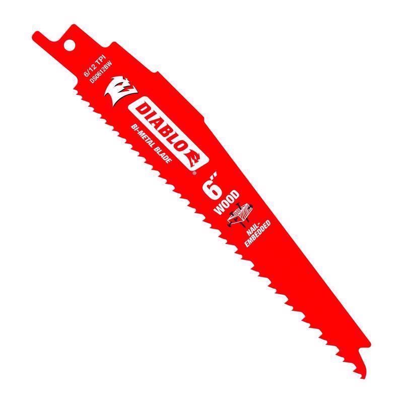 Diablo DS0612BW2 Demo Demon 6 in. Bi-Metal Nail-Embedded Wood Reciprocating Saw Blade 6/12 TPI 2 pk