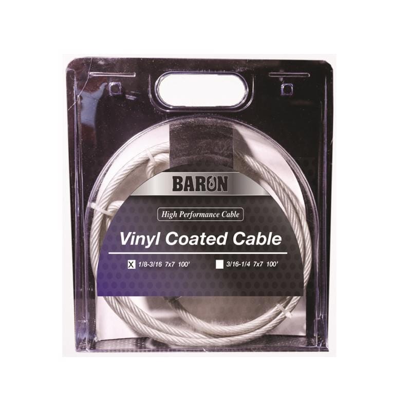 Baron 51205 1/8-3/16 in. D X 100 ft. L Vinyl Coated Galvanized Steel Aircraft Cable
