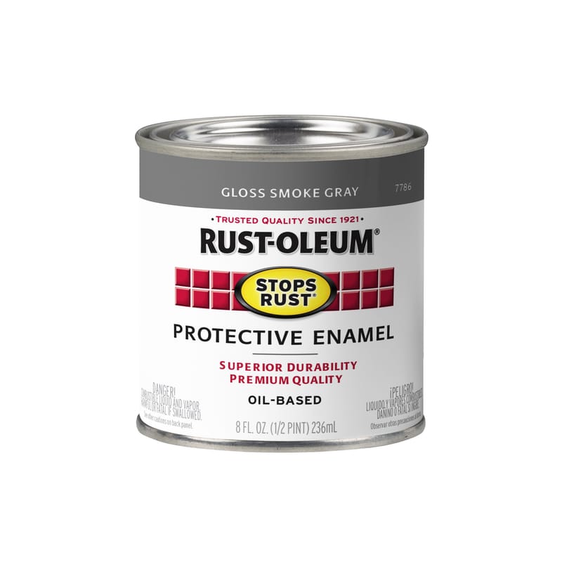 Rust-Oleum 7786730 Stops Rust Indoor and Outdoor Gloss Smoke Gray Oil-Based Protective Paint 0.5 pt