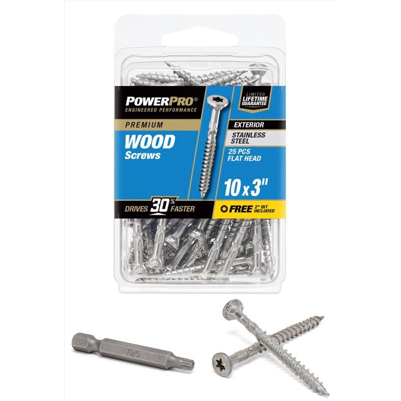 Hillman 42499V4 Power Pro No. 10 X 3 in. L Star Coarse Exterior Wood Screw 25 pk