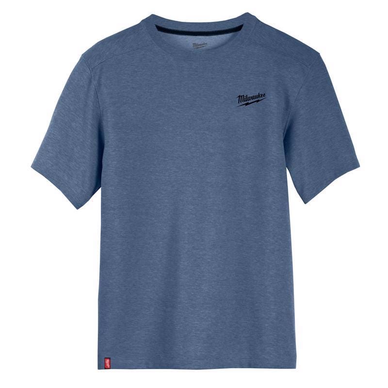 Milwaukee 603BL-XL XL Short Sleeve Men's Crew Neck Blue Hybrid Work Tee Shirt