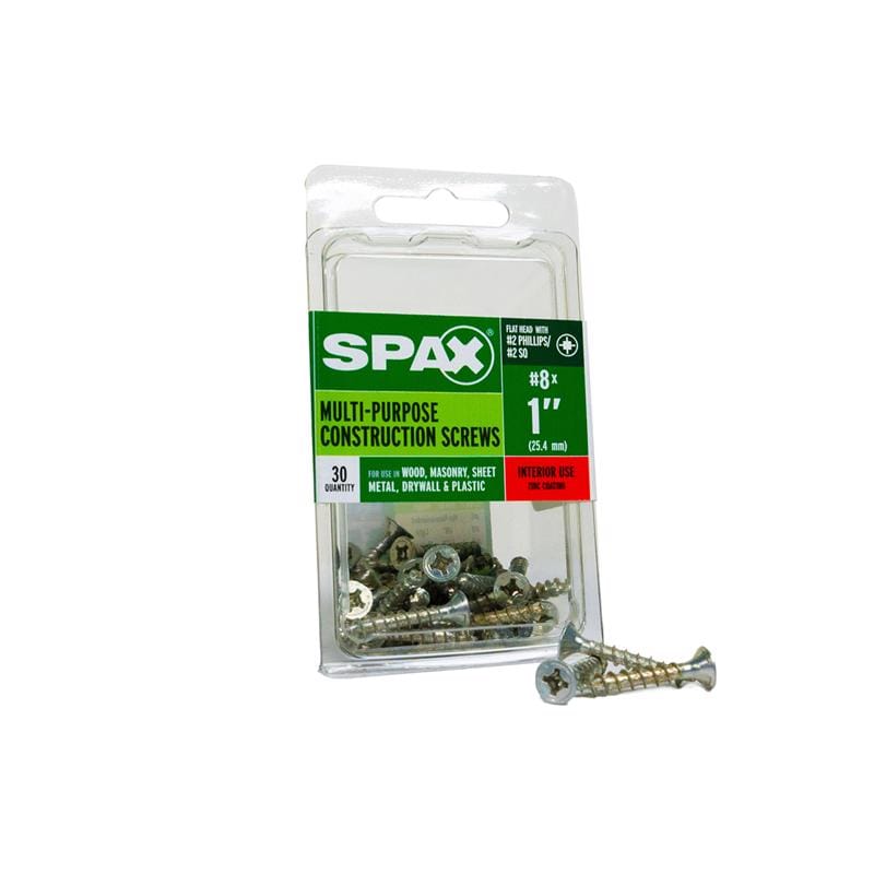 Spax 4101010400252 Multi-Material No. 8 Label X 1 in. L Unidrive Flat Head Serrated Construction Screws