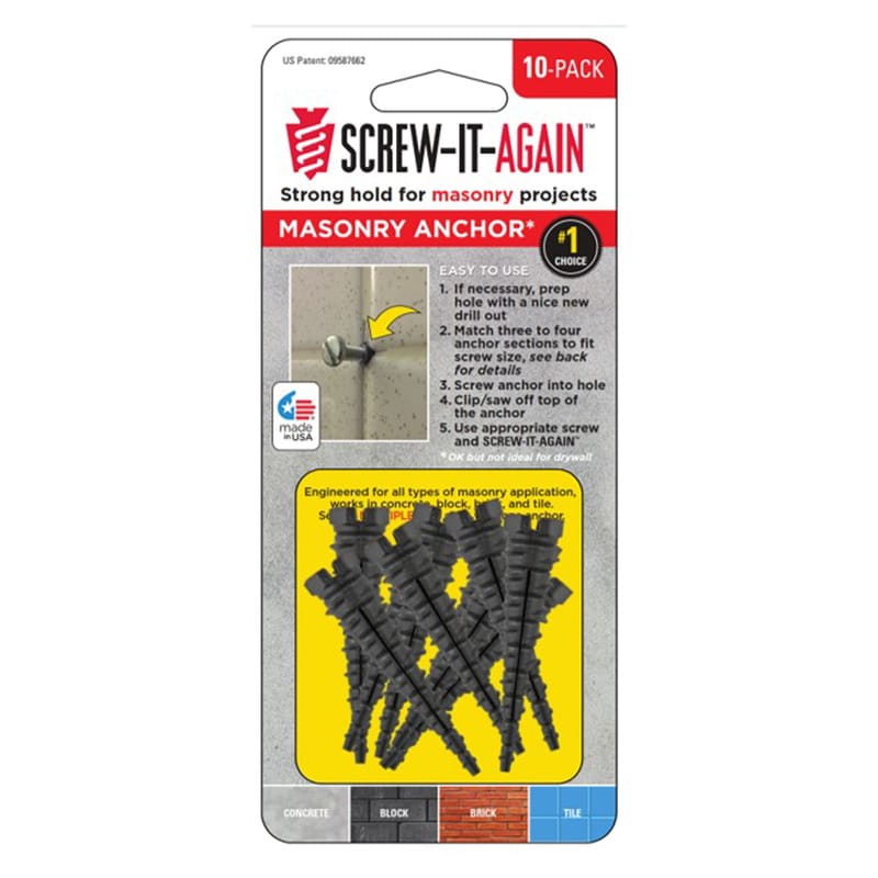Screw-It-Again SIA-10PK-M 1/4 in. D X 2 in. L Polypropylene Hex Head Masonry Anchor 10 pk