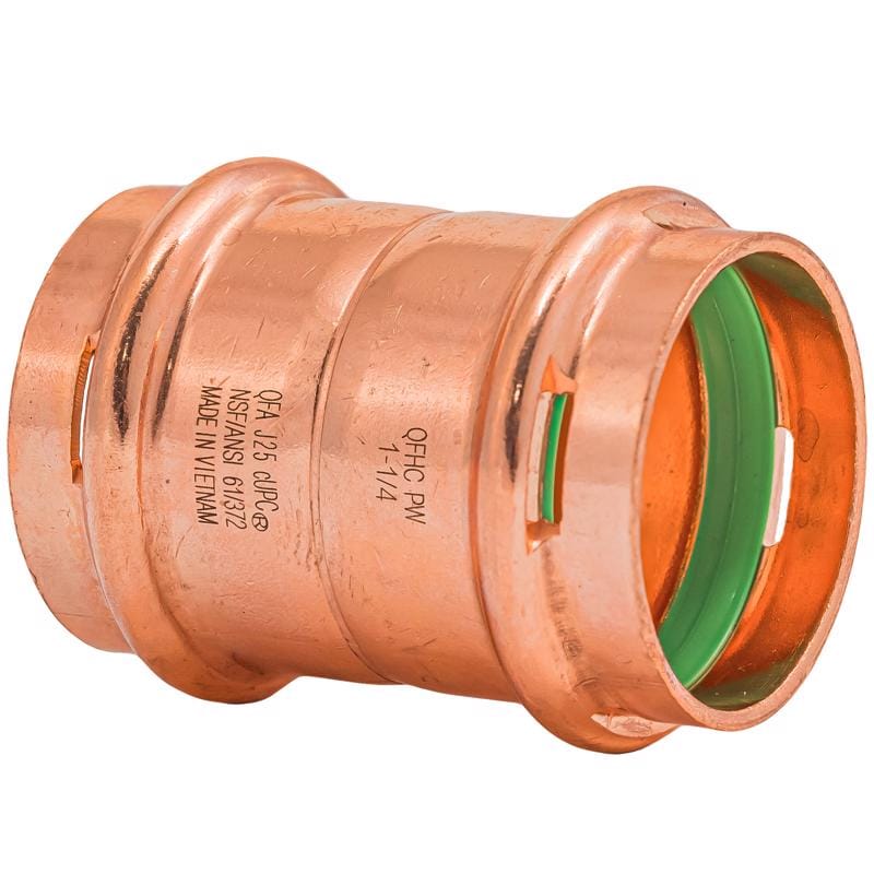 QuickFitting SPWC44R 1-1/4 in. Press in. Press in. Copper Coupling with Stop