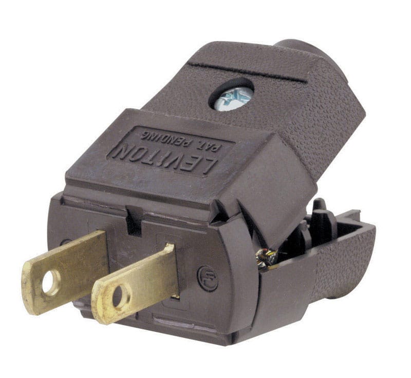 Leviton 035-00101-2BP Commercial and Residential Thermoplastic Polarized Plug 1-15P 20-16 AWG 2 Pole 2 Wire