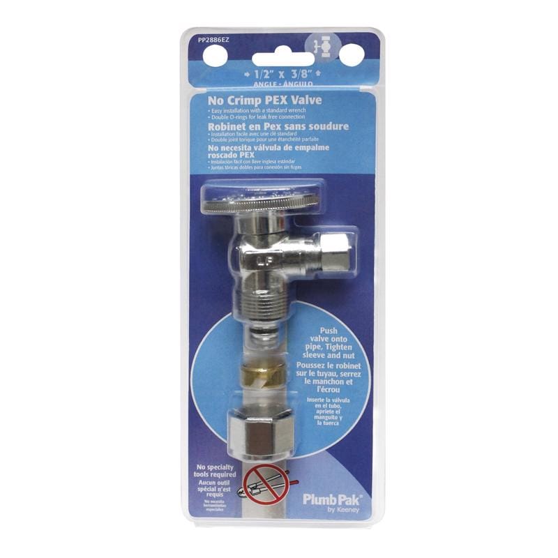 Plumb Pak PP2886EZ 1/2 in. Compression X 3/8 in. Compression Brass Angle Valve