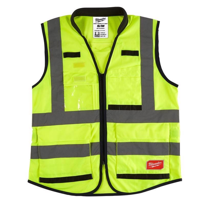 Milwaukee 48-73-5041 Class 2 with 15 Pockets Performance Safety Vest High Visibility Yellow S/M