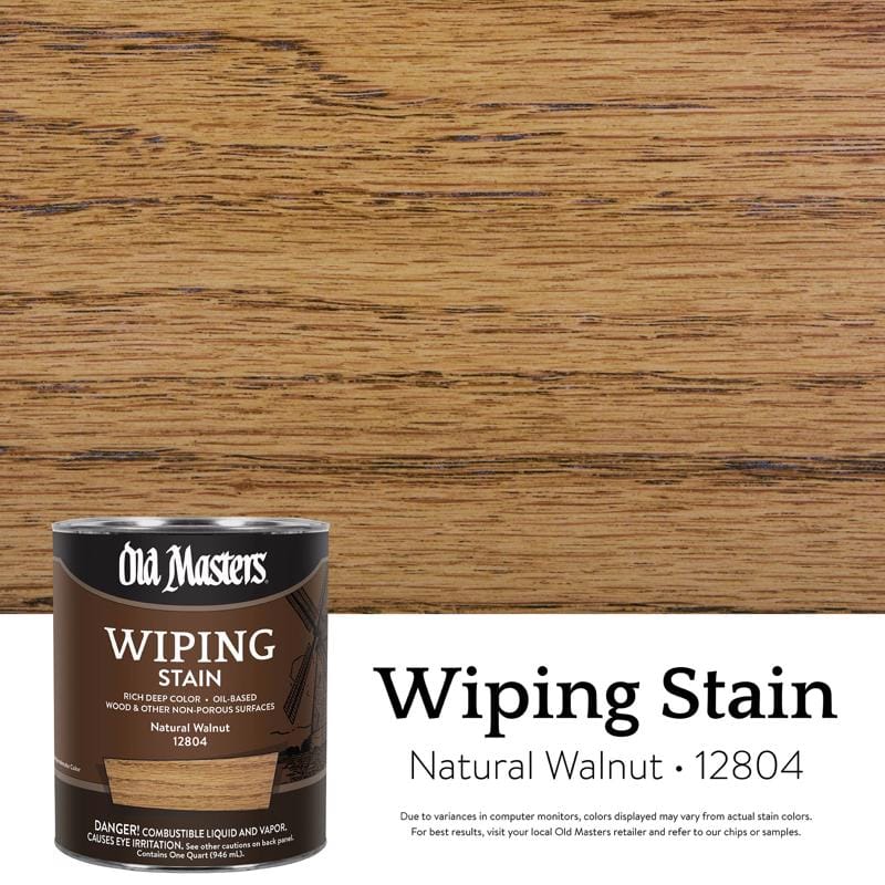 Old Masters 12804 Semi-Transparent Natural Walnut Oil-Based Wiping Stain 1 qt