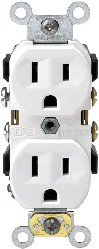 Leviton 0CR15-0WS 15 amps 125 V Duplex White Outlet 5-15R 1 pk