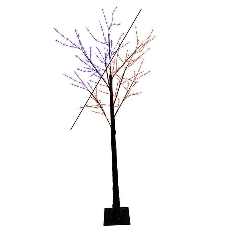 Celebrations SPTT5PLORA Orange/Purple 350 ct 5 ft. LED Prelit Spooky Tree Yard Decor