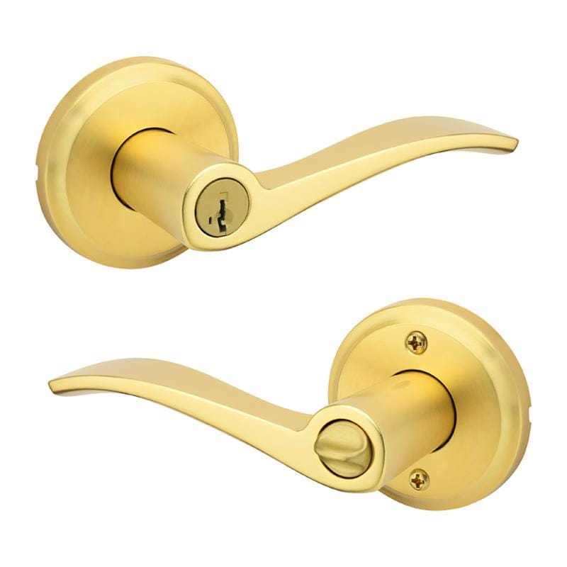 Kwikset 97403-071 Sedona Transitional Satin Brass Entry Lever KW1 1-3/4 in.
