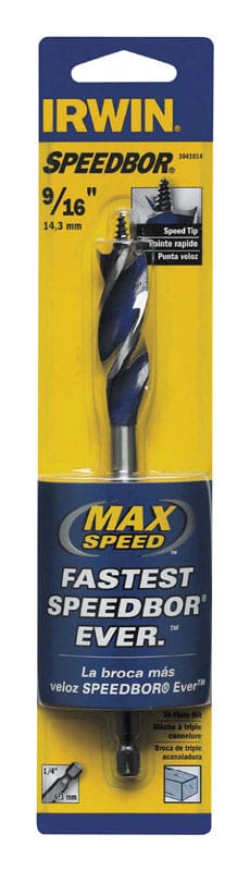 Irwin 3041014 Speedbor 9/16 in. X 6 in. L Carbon Steel Wood Boring Bit Quick-Change Hex Shank 1 pc