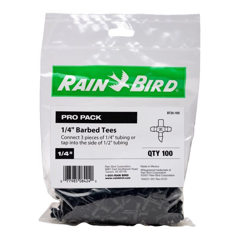 Rain Bird BT25-100 1/4 in. Barbed Drip Irrigation Tee 1 pk