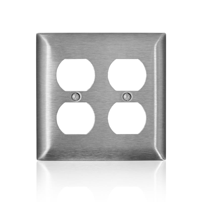 Leviton 0SL82-000 C-Series Satin Silver 2 gang Stainless Steel Duplex Wall Plate 1 pk