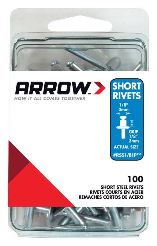 Arrow RSS1/8IP 1/8 in. D X 1/8 in. Steel Rivets Silver 100 pk