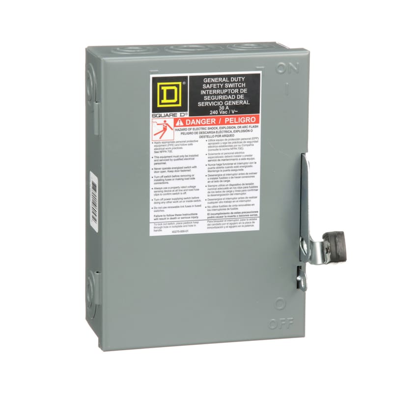 Square D D211NCP 30 amps Plug In 2-Pole Fuse Safety Switch