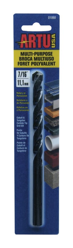 Artu 01060 7/16 in. X 6-1/8 in. L Tungsten Carbide Tipped Drill Bit Straight Shank 1 pc