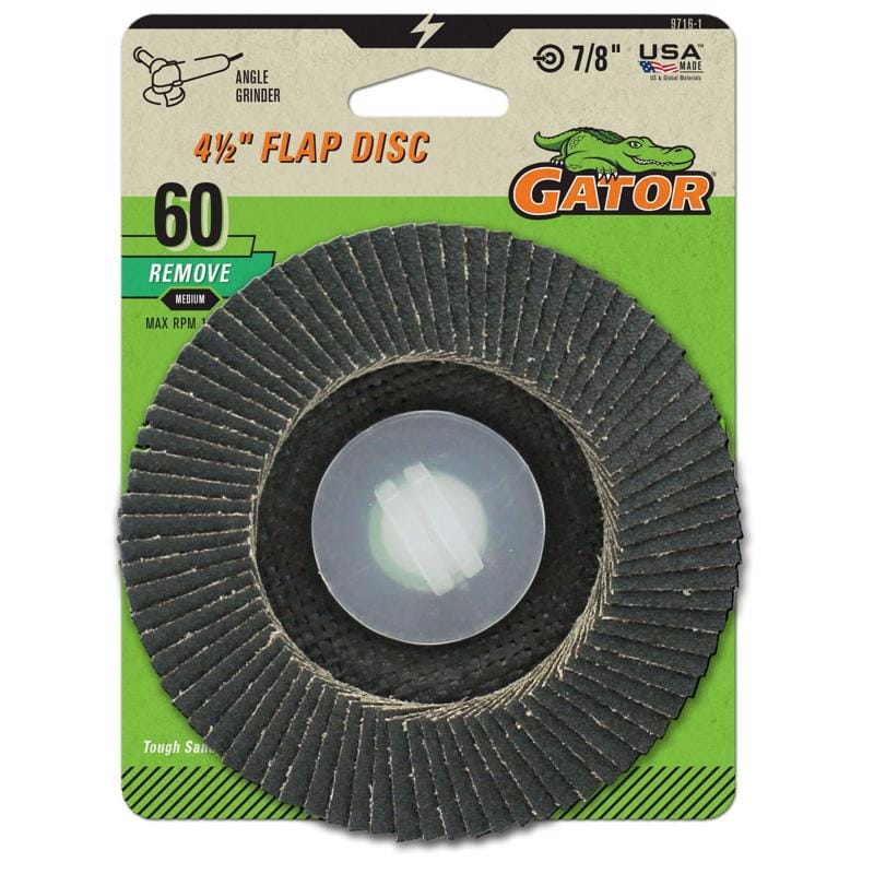 Gator 9716 4-1/2 in. D X 7/8 in. Zirconia Aluminum Oxide Flap Disc 60 Grit 1 pk