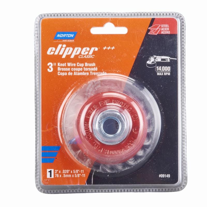 Norton 70184609149 Clipper 3 in. Knot Wire Cup Brush Carbon Steel 14000 rpm 1 pc