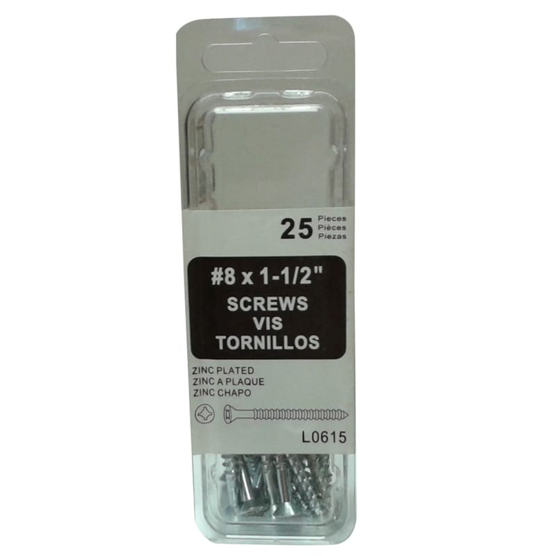 Amerimax L0615HP No. 8 X 1.5 in. L Zinc-Plated Coarse Wood Screws 25 pk