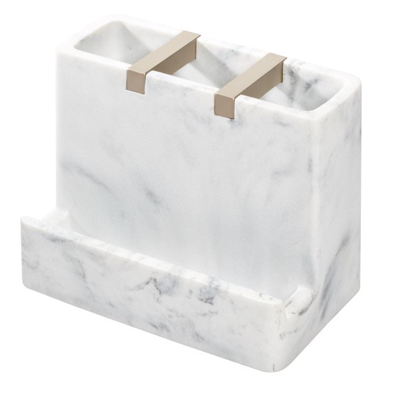 InterDesign 28250 Dakota Vanity Satin White Marble Plastic/Steel Toothbrush Holder