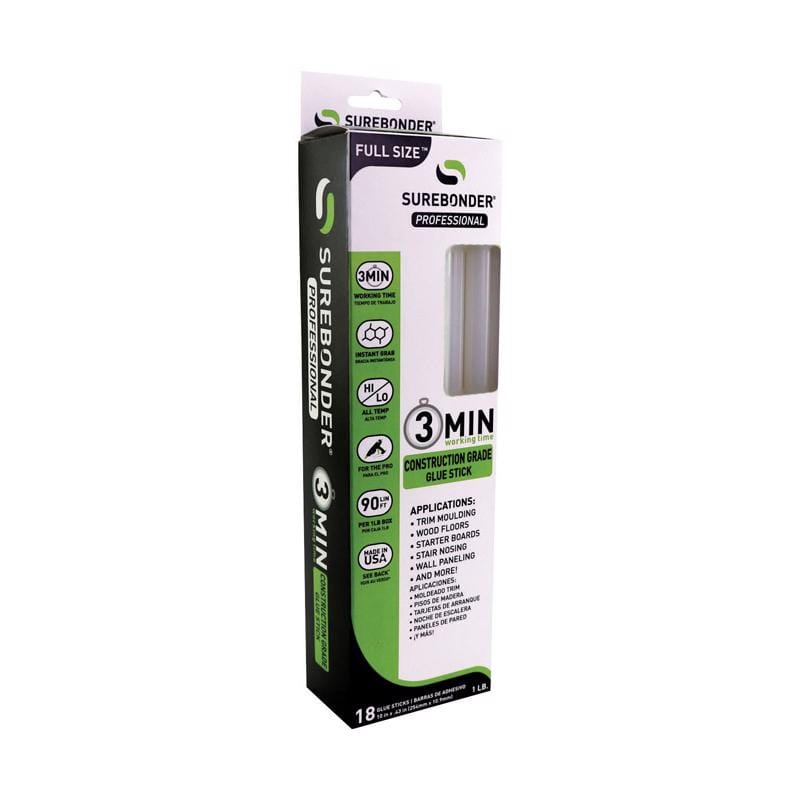 Surebonder CG-3R10T .41 in. D X 10 in. L 3 Minute 3 Minute Construction Grade Glue Sticks Clear 18 pk