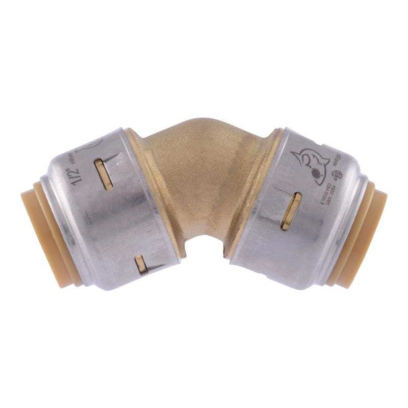 Sharkbite UR648A Push to Connect 1/2 in. PTC X 1/2 in. D PTC Brass 45 Degree Elbow