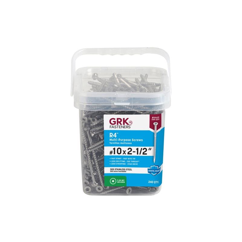 GRK Fasteners 61633 No. 10 in. X 2-1/2 in. L Star Flat Head W-Cut Multi-Purpose Screws