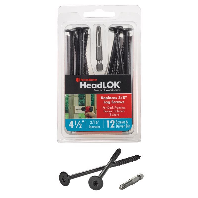 Fastenmaster FMHLGMTT412-12 HeadLok 4-1/2 in. L Torx Ttap Coarse Structural Wood Screws