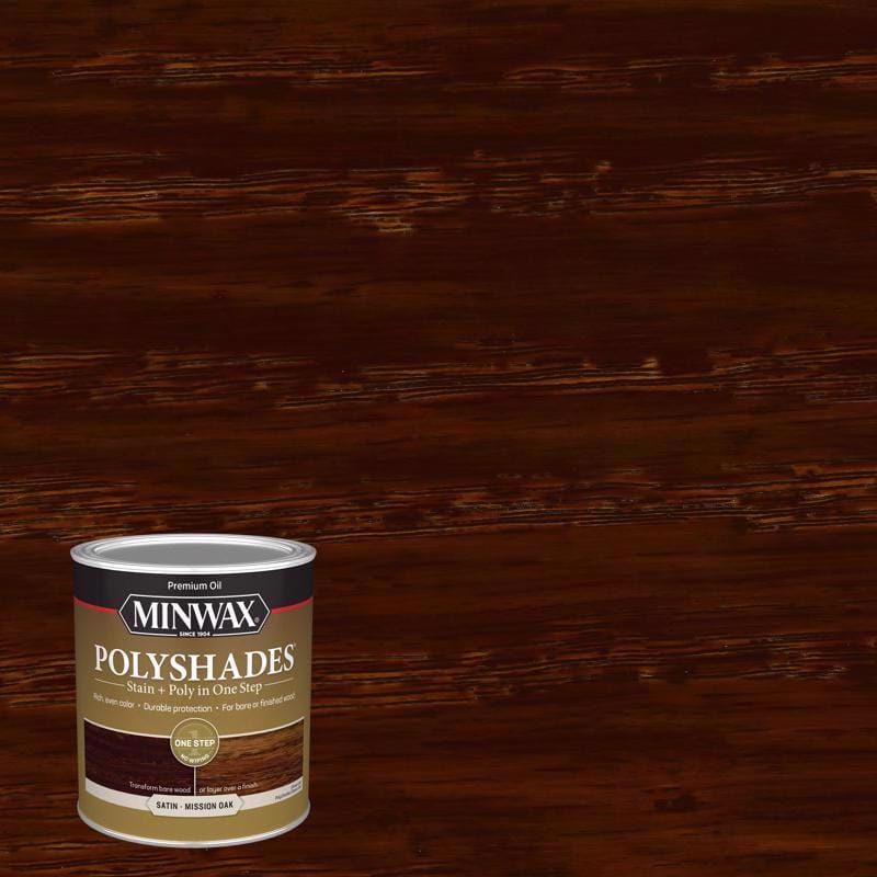 Minwax 613850444 PolyShades Semi-Transparent Satin Mission Oak Oil-Based Stain/Polyurethane Finish 1 qt