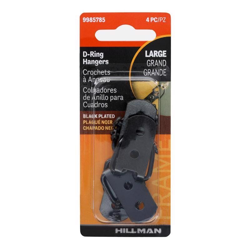 Hillman 9985785 Black D-Ring Hanger 40 lb 4 pc