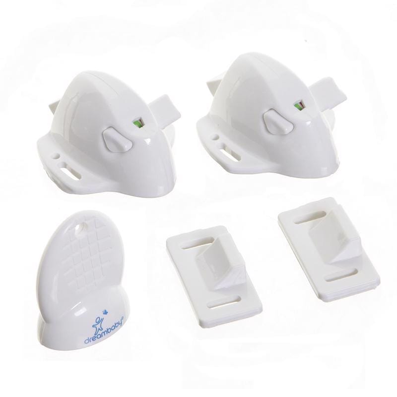 Dreambaby L856A White Plastic Adhesive Magnetic Cabinet Locks 2 pk