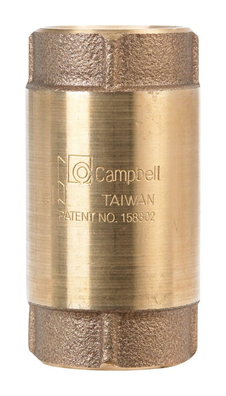 Campbell CV-4TLF 1 in. D X 1 in. D FNPT x FNPT Red Brass Spring Loaded Check Valve