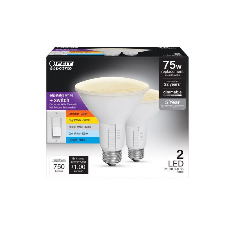 Feit PAR30DM/6WYCA/2 Enhance PAR30 E26 (Medium) LED Bulb Adjustable White 75 Watt Equivalence 2 pk