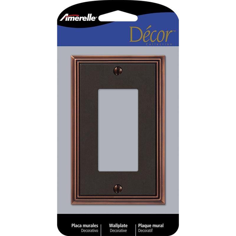 Amerelle 77RDB Metro Aged Bronze 1 gang Die-Cast Metal Decorator Wall Plate 1 pk